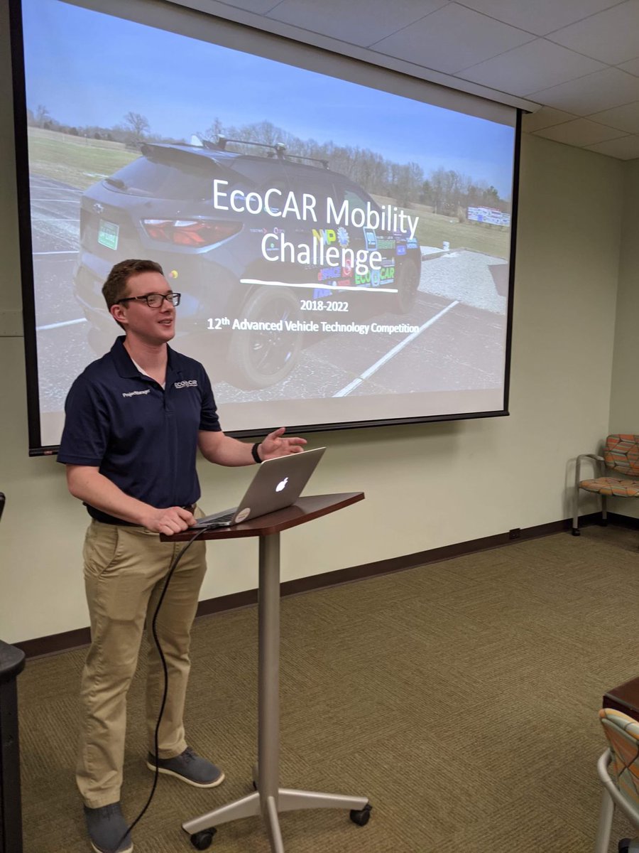 EcoCarUTK's tweet photo. JP had the opportunity this past week to present on the EcoCAR mobility challenge to undergraduate honors students. He discussed the history of the mobility challenge at the university and the current team and goals heading into competition. 

#EcoCAR #Podcast #honors https://t.co/sXE3ekJGKG