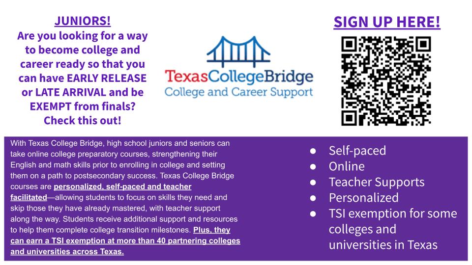 Attention Juniors: Please see the attached flyer for another option on becoming college and career ready for next year. <a href="/KleinCain/">Klein Cain HS</a> <a href="/Klein_Cain_PTO/">Klein Cain PTO</a>