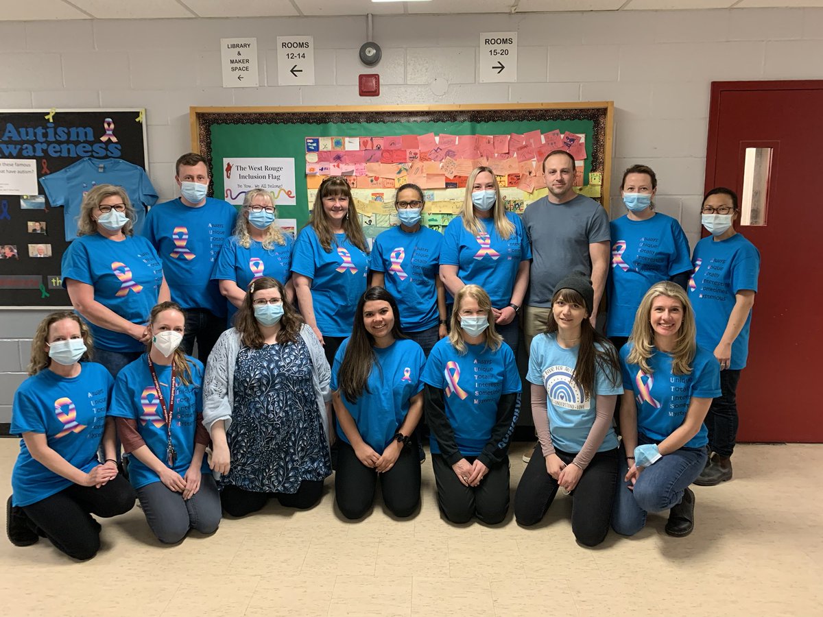 murphytdsb's tweet photo. The amazing West Rouge staff wearing blue for Autism Awareness today ⁦@TDSB_LN16⁩ ⁦@JpsTdsb⁩ https://t.co/xpdsCvLTdl
