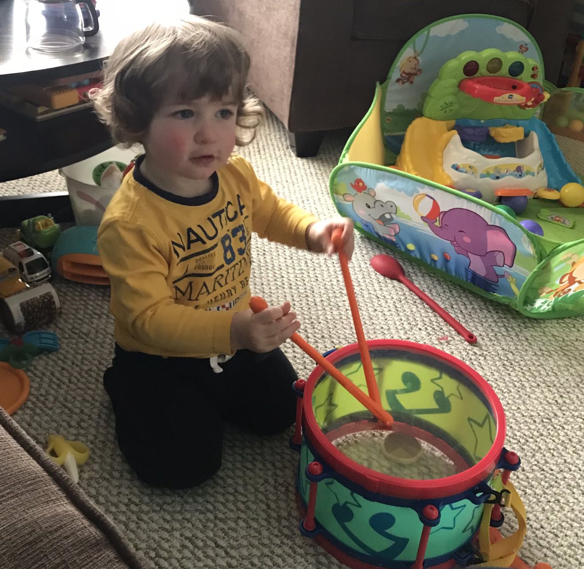 LauraYYT's tweet photo. Listening to and loving the new @TheNovaksBand with Simon. I think you guys have a new fan, and a possible aspiring drummer. #strangechildren #HappyFriday https://t.co/9aQiNhG5J5