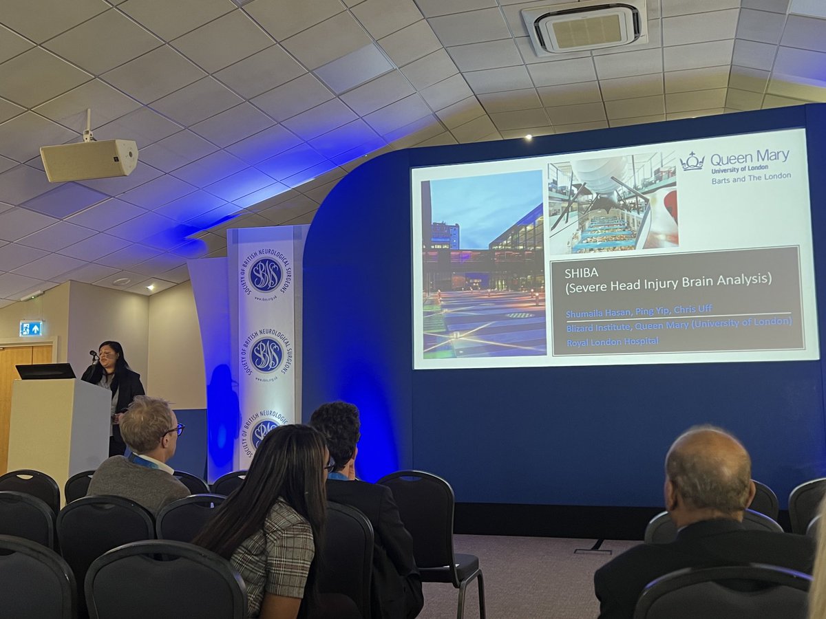 Excellent presentation today by ⁦<a href="/shu_hasan/">Shumaila Hasan </a>⁩ at ⁦<a href="/The_SBNS/">SBNS</a>⁩ Cardiff on the SHIBA trial ⁦<a href="/RlhNeurosurgery/">RLH Neurosurgery</a> ⁦<a href="/NHSBartsHealth/">Barts Health</a>⁩ ⁦<a href="/blizard_inst/">Blizard Institute</a>⁩ ⁦<a href="/QMULBartsTheLon/">Barts and The London, Queen Mary</a>⁩ ⁦<a href="/QMUL/">Queen Mary University of London</a>⁩ 👏 👏👏