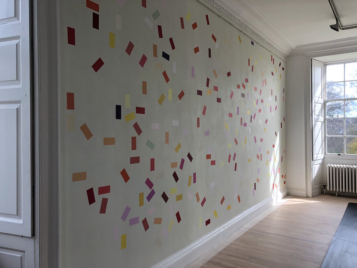 emmanix's tweet photo. Exhibition opening soon @TheBotanics #Rhododendron Riddle Obsession Threat featuring this captivating new wall painting by #AlisonTurnbull focusing on the Vireya collection, #colour matching is exceptional in this scattered chart…. #inverleithhouse #climatehouse #botany #art https://t.co/GolOkuWrmo