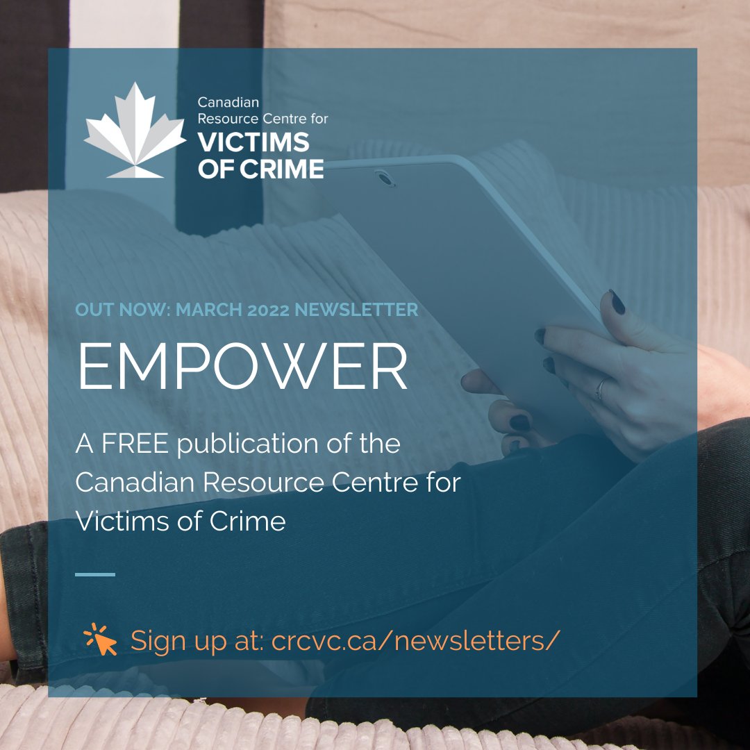 CRCVC's tweet photo. This month's #EMPOWERnewsletter is out now! Read it here https://t.co/QYDy3r0abf and be sure to subscribe! #CRCVC #CanadianCrime #DedicatedToJustice #VictimSupport #Newsletter #Empower https://t.co/b4NHRj91oc