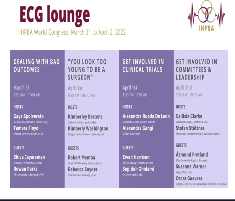 IHPBA's tweet photo. Informal Early Career Group sessions in the dedicated lounge!

Don’t miss the chance to find out about how to get involved in IHPBA committees and leadership:
👉🏼 Saturday 2 April
👉🏼 9.30
👉🏼 ECG Lounge in the Rhinelander Center. 

#IHPBA22
#ECGIHPBA https://t.co/dNaoeK0lL3