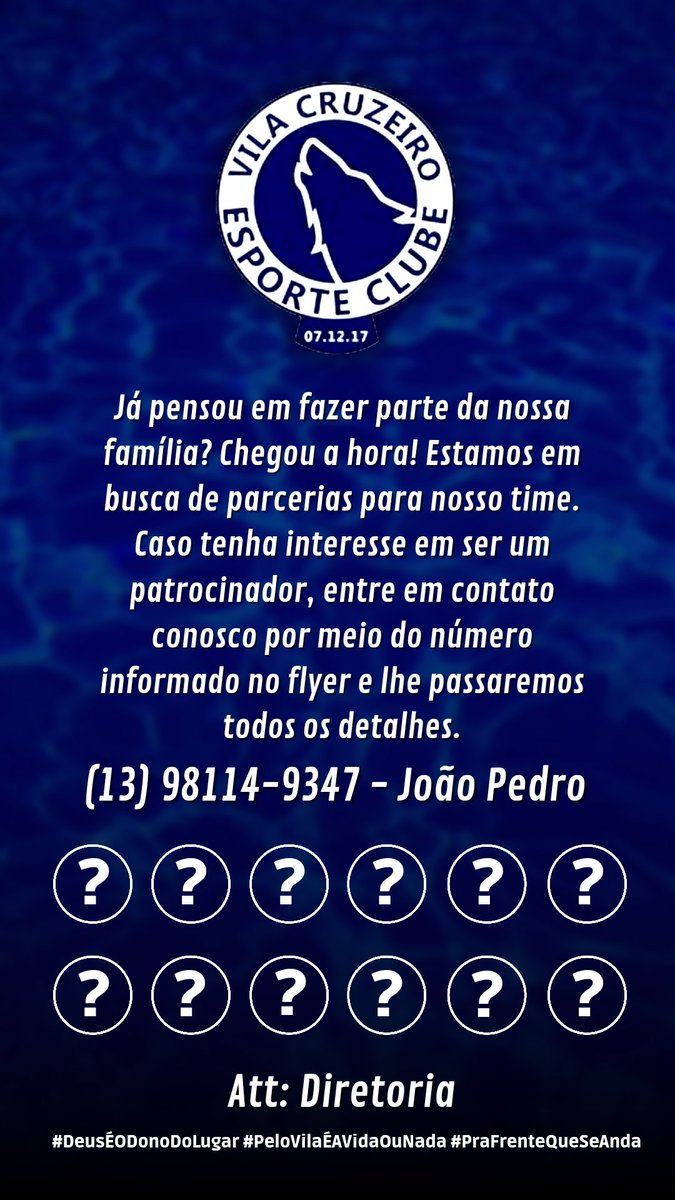 RaposaVC's tweet photo. Sua chance de fazer parte da nossa família!!! 💙💙💙🦊 https://t.co/3IEwtzAAdI