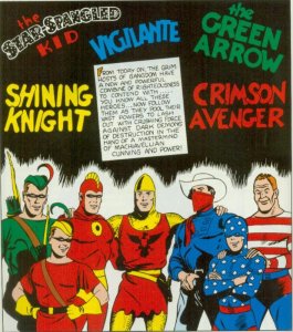 HeroesUnited_4's tweet photo. #SevenSoldiersOfVictory - Leading Comics #1 (Winter 1941) - #StarSpangledKid and #Stripsey, #CrimsonAvenger, #Vigilante, #ShiningKnight, #GreenArrow and #Speedy - aka - The Law's Legionnaires https://t.co/9gP0F2CahH