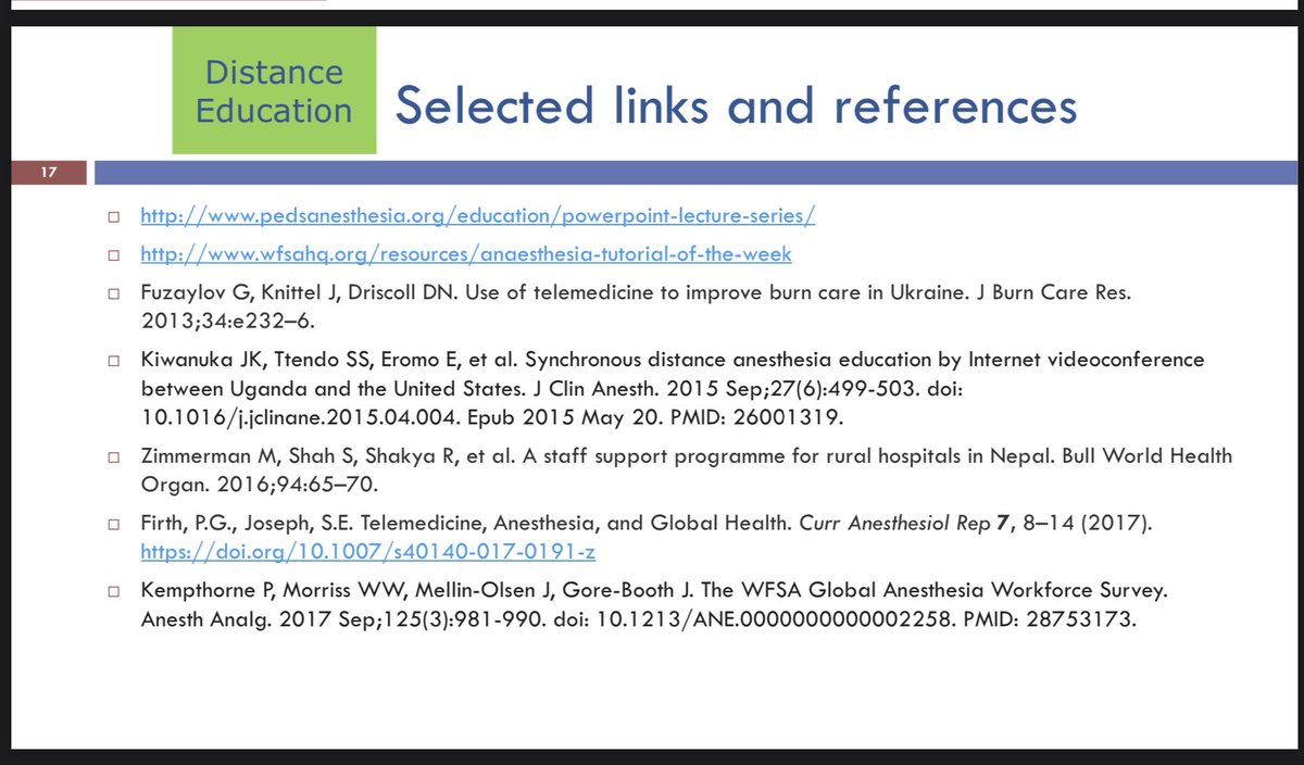 Distance education currently 3 modalities to address global inequities in pediatric anesthesiology. Several ways to get involved (see references/links)

#SPAFL2022 #PedsAnes #PedsICU