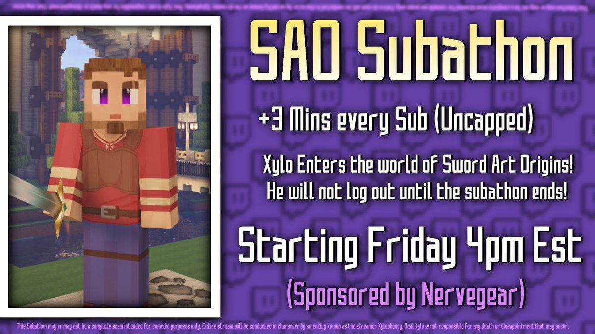 SUBATHON STARTS NOW! twitch.tv/xylophoney
Welcome Xylo to #SwordArtOrigins!