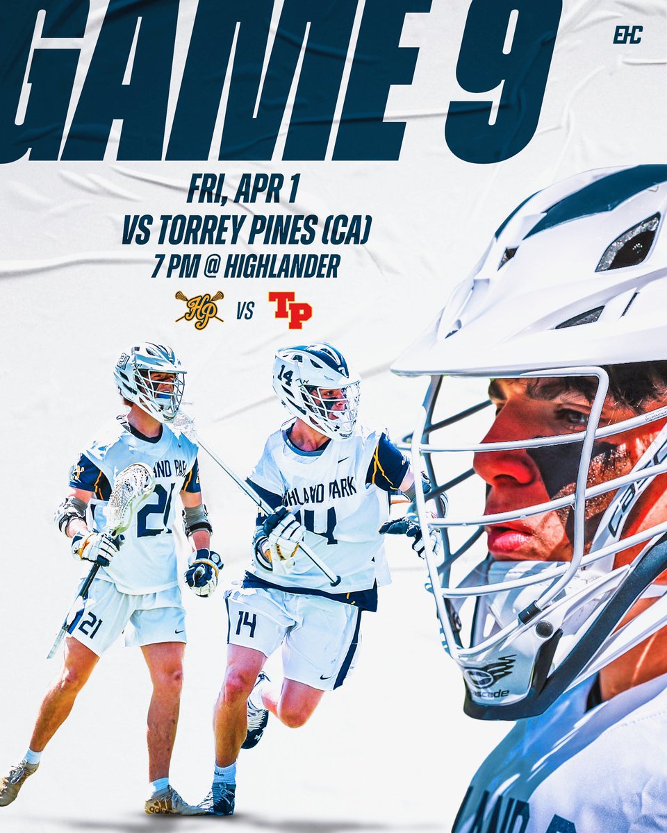Game Day!
All the way from Southern California, Torrey Pines <a href="/torreypineslax/">Torrey Pines Men’s Lacrosse</a> will face Highland Park <a href="/hplax/">Highland Park (TX) Scots 🥍</a> at Highlander Stadium tonight at 7pm. #highlandparklacrosse #Scot4Life #LeaveNoDoubt