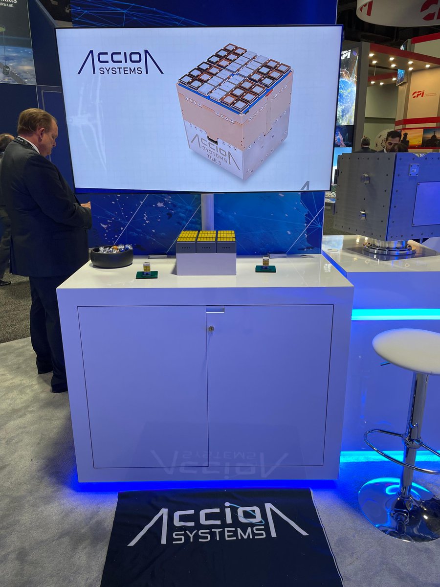 Accion Systems (@accionsystems) on Twitter photo We had a blast last week at <a href="/SATELLITEDC/">SATELLITE x GovMilSpace</a> #Satellite2022 showcasing our #TILE propulsion system to the global #satellite and #space community. Check out our thruster on display at our booth with <a href="/BoeingSpace/">Boeing Space</a>! Looking forward to our next exhibit at <a href="/SpaceFoundation/">Space Foundation</a> #SpaceSymposium. We had a blast last week at <a href="/SATELLITEDC/">SATELLITE x GovMilSpace</a> #Satellite2022 showcasing our #TILE propulsion system to the global #satellite and #space community. Check out our thruster on display at our booth with <a href="/BoeingSpace/">Boeing Space</a>! Looking forward to our next exhibit at <a href="/SpaceFoundation/">Space Foundation</a> #SpaceSymposium.