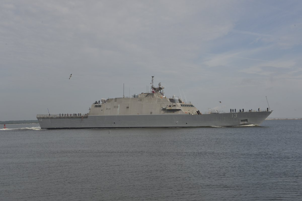 Southcom's tweet photo. #USSWichita #LCS13, with embarked helicopter & @USCG law enforcement detachment, deployed this week to support ops in the #SOUTHCOM area of responsibility. The ship's mission includes #CounterDrugOps in the Caribbean & Eastern Pacific. @NAVSOUS4THFLT
https://t.co/ByaLIXkYhy https://t.co/MbFjrkGfyT