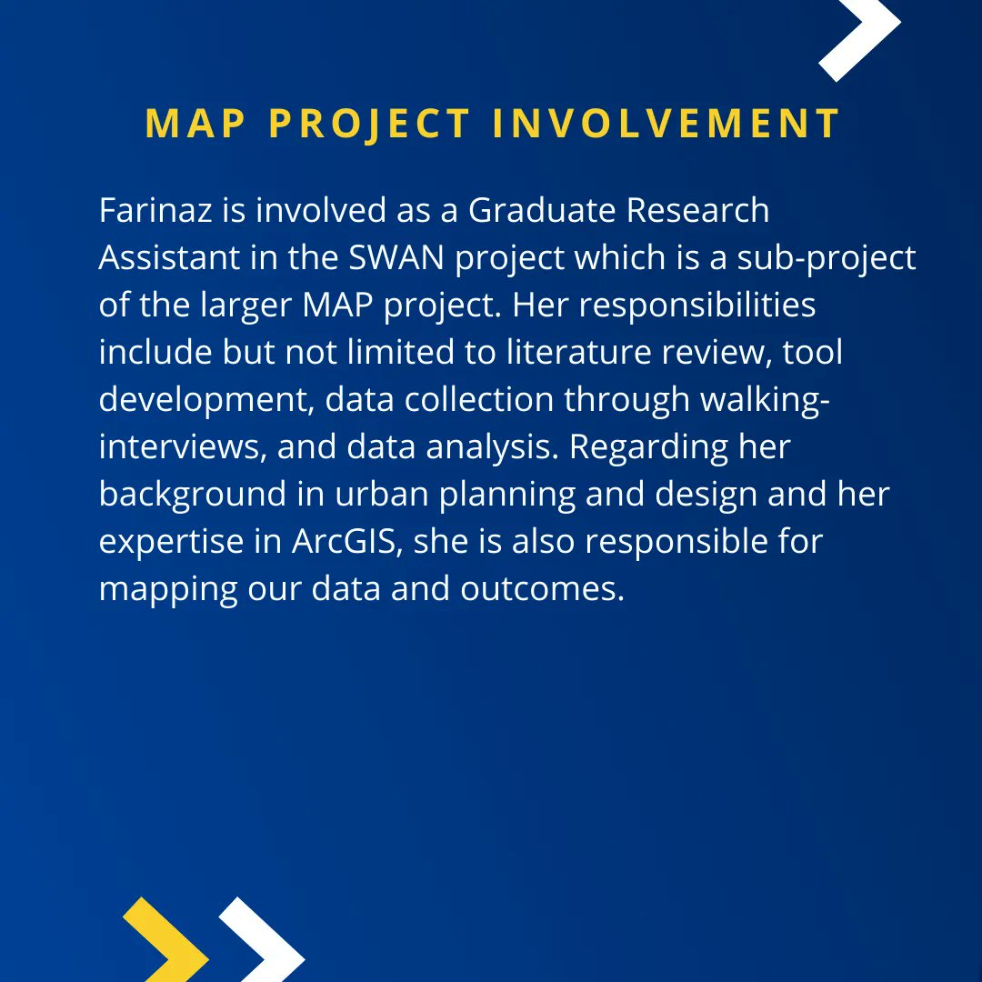 InclusiveSWAN's tweet photo. Meet our research team!

Farinaz Rikhtehgaran is a Graduate  Research Assistant for the MAP Project Stream 1 (SFU Stream): Navigation and Pedestrian Environment Accessibility

Click each image to learn more!

#Research #InclusiveMAP #MapSfu #InclusiveMap #disability #sfu https://t.co/QltJyd8Ron