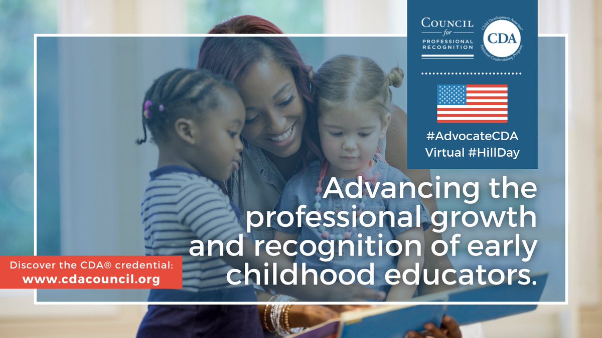 cdacouncil's tweet photo. Thank you to all the CDA advocates who participated in our 2022 Virtual #HillDay! It was a great success as we advocated to Congress about embedding the #CDAcredential into federal regulations as the preferred entry-level credential for #earlychildhood professionals. #AdvocateCDA https://t.co/squMaxBqAp
