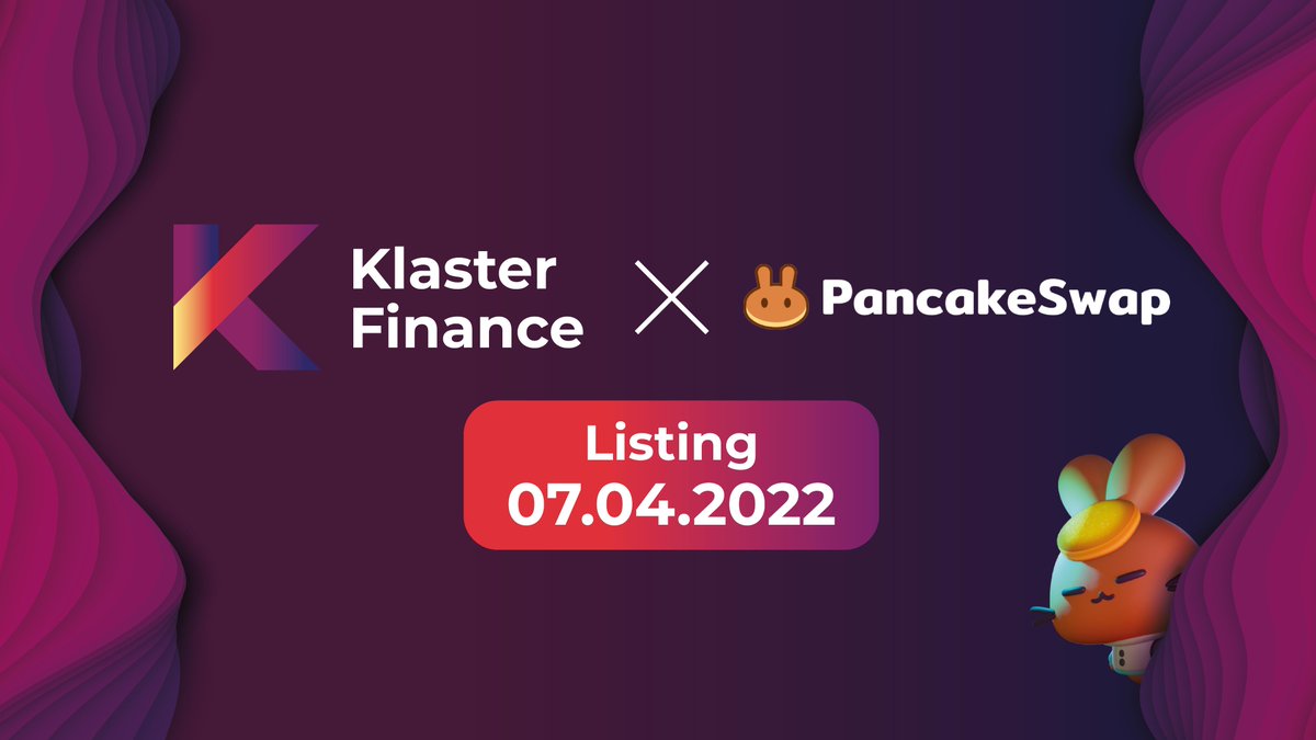 Klaster_token's tweet photo. 🔥$KLAS will be listed on Pancakeswap on April 7, 2022
 
⚡️CoinMarketCap and CoinGecko directly after launch on Pancakeswap.

⬇️ Buy presale now: https://t.co/UASIrOGGfy

#listing #pancakeswap #bsc #airdrop #presale https://t.co/hAsZ0eEe2N