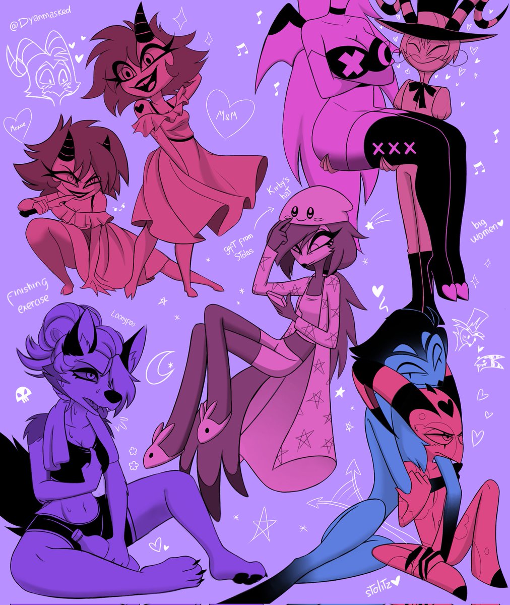 Quería que solo fueran bocetos simples pero termine agregando sombra y más weas 
#myart #HelluvaBoss #HelluvaBossFanart #HelluvaBossBlitz #HelluvabossVerosika #helluvabossstolas #helluvabossmillie #helluvabossoctavia #helluvabossloona #HazbinHotel #digitalart #fanart #furry