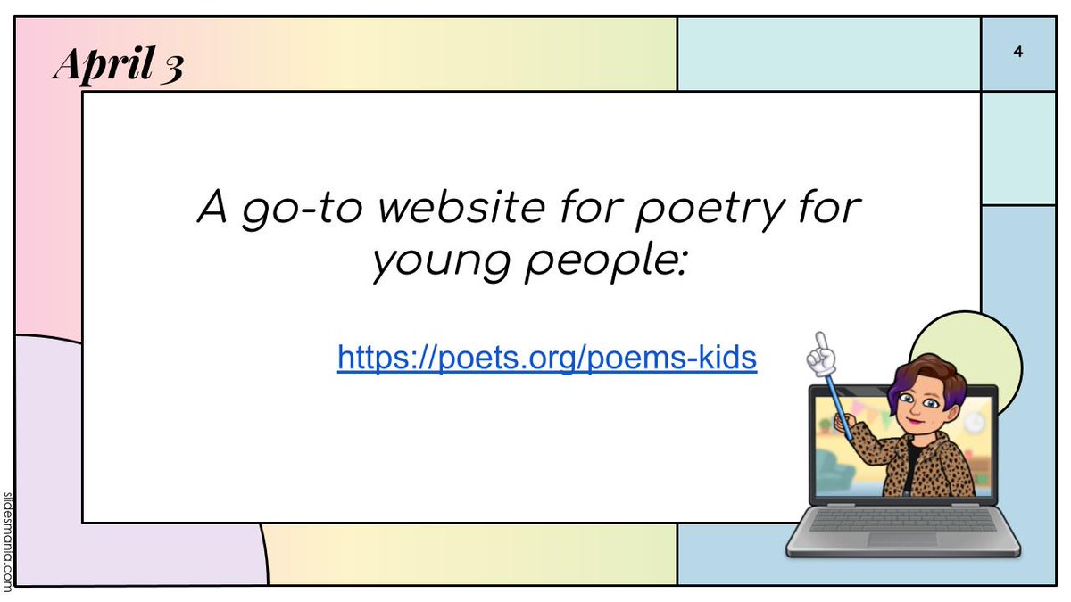 apples4theteach's tweet photo. Day 3 of Poetry Month - Here's a favourite place to find poetry for young people: https://t.co/9TAgN7Jx4r https://t.co/u5QwgPpz8O