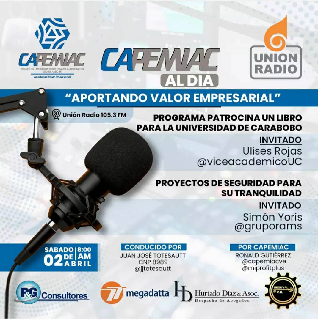 UlisesRojasUC's tweet photo. Los esperamos el 5 y el 6 de abril en la Asociación de Ejecutivos del Estado Carabobo https://t.co/RZgTc8EBNp