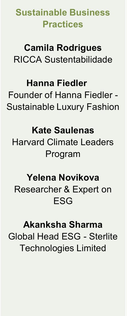 Panel on “Sustainable Business Practices” at #IYC5 Conversation by Hanna Fiedler (Founder of Hanna Fiedler - Sustainable Luxury Fashion), 
<a href="/NovikovaYelena/">Yelena Novikova #ESG</a> and <a href="/akankshatweets_/">Akanksha Sharma</a> moderated by Kate Saulenas (Harvard Climate Leaders Program) 

Watch at fb.watch/c73dMP9XfB/
