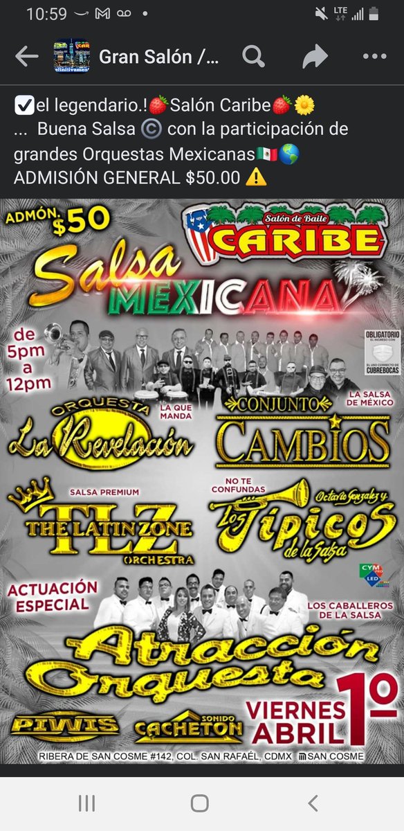 ZoneLatin's tweet photo. Hoy nos vemos en salón caribe. 11 pm por allá nos vemos https://t.co/gbcrKqtoqu