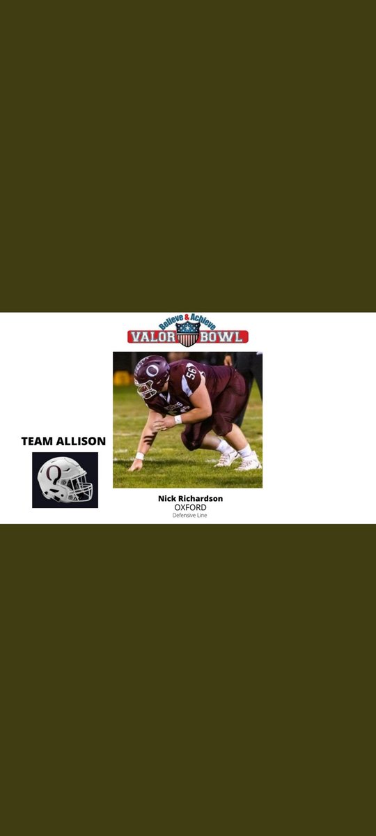 CoachMeansOXFB's tweet photo. Congratulations to seniors Nick Richardson, Dak Jones, and Seth Pearson for being selected to the Valor Bowl! They are all great representatives of the program and of 11 as 1! https://t.co/r6gDjczDZo
