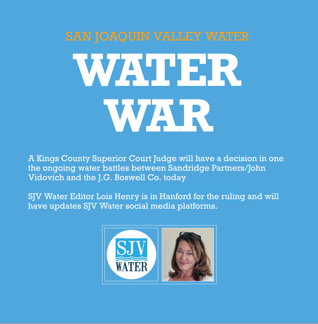 SJVWater's tweet photo. Lois Henry is in Hanford and will have the latest posted to #sjvwater social media platforms as details become available. #waterwar #sandridgepartners #johnvidovich #jgboswellco #lemoore #kingscounty #sanjoaquinvalleywater #sjvmedia #loishenryreports https://t.co/YBxu6F5jdY