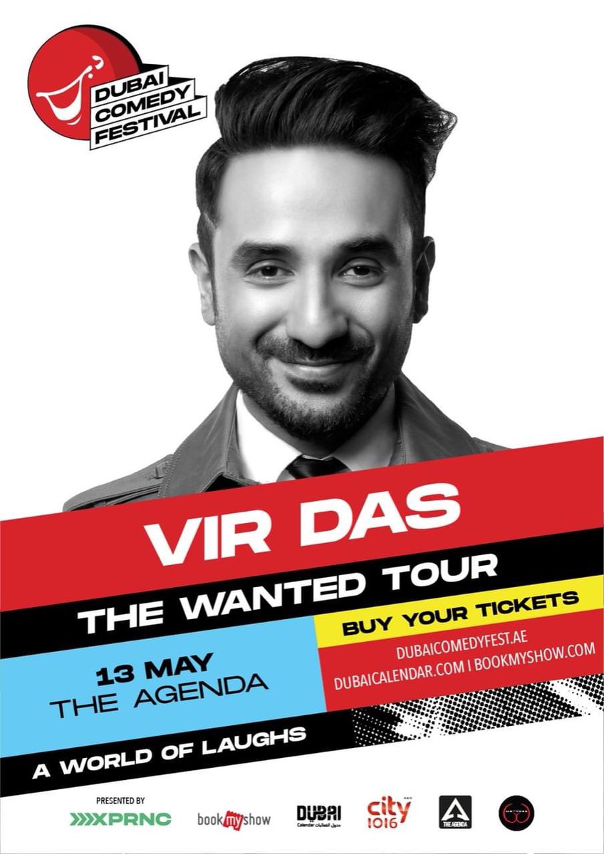 Launching our 1st show at XPRNC, Dubai. XPRNC presents 'The Wanted Tour' Ft Vir Das at the Dubai Comedy Festival on May 13th, 2022 🎙 Book your tickets now🏃🏻!! and catch him live at the Agenda Dubai to witness the best of comedy this season! ae.bookmyshow.com/specials/vir-d…