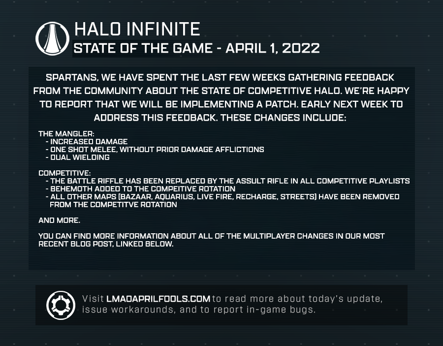 Spartans, we're happy to bring an update regarding a patch that will be hitting Halo Infinite early next week.