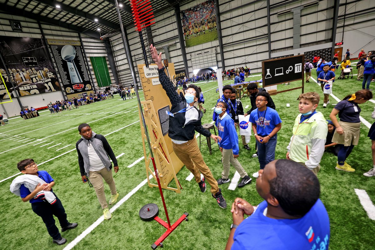 Saints's tweet photo. Earlier today, the Saints and @PelicansNBA teamed up with @Chevron to host a STEM Fair at the indoor practice facility!

The field-trip event for over 1,600 students across the region featured hands-on learning and interactive demonstrations.

See more >> https://t.co/zmHJ1uqScd https://t.co/YHt6kz8RoB