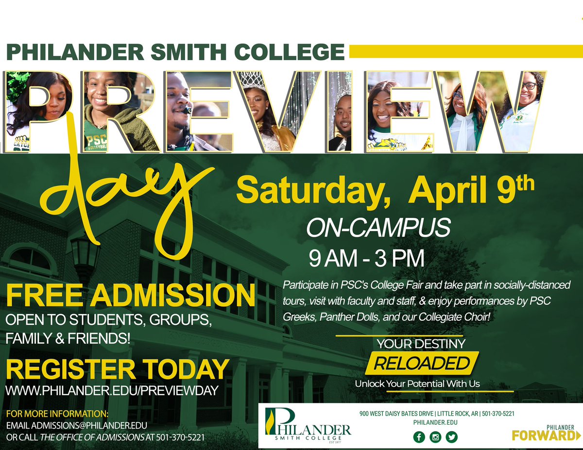 admissions_psc's tweet photo. 8 days away! Make sure y’all sign up and enjoy a great day at PSC! PS: ITS COMPLETELY FREE! #PhilanderForward https://t.co/ydZTtRKPJR