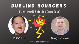Don't Miss Dueling Sourcers Tues, 4/5 @ 10am PST.  RSVP: bit.ly/DuelingSourcer…