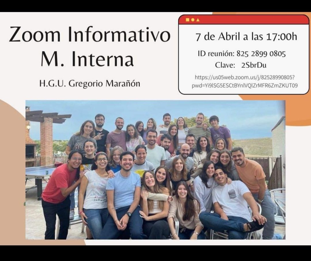 Ya tenemos fecha del zoom de M.Interna en el HGUGM.
Deseando que forméis parte de esta familia.
Os esperamos ☺️☺️🏥🩺
#medicinainterna #HGUGM #R0 #MIR #Contactomir