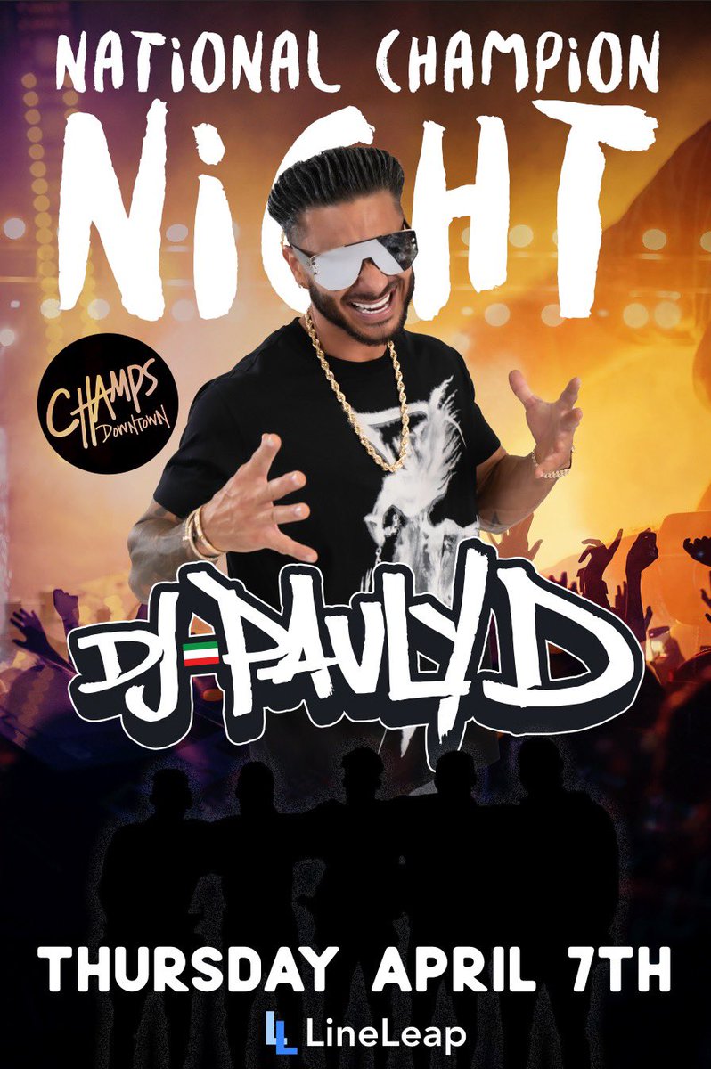 ChampsPennState's tweet photo. Thursday, April 7
@DJPaulyD 
Early Bird tix on sale at 5pm today on @lineleaptickets https://t.co/kOxdt6s38r