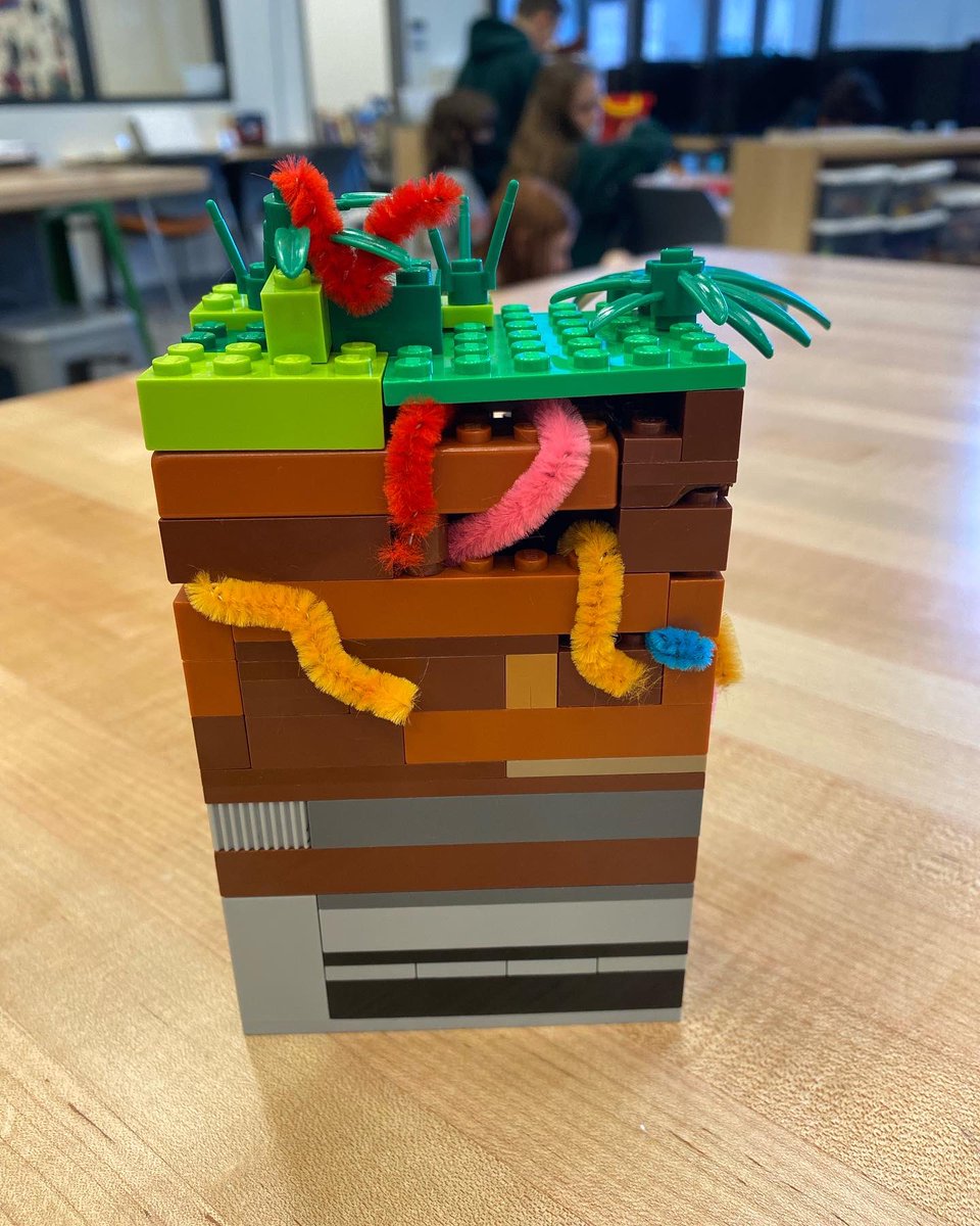SMS_mediacenter's tweet photo. Mrs. Stockhausen’s 6th grade science classes came to makerspace to make models of soil. Love their final products! 🐛🌱 https://t.co/OAGIGS2Ku1