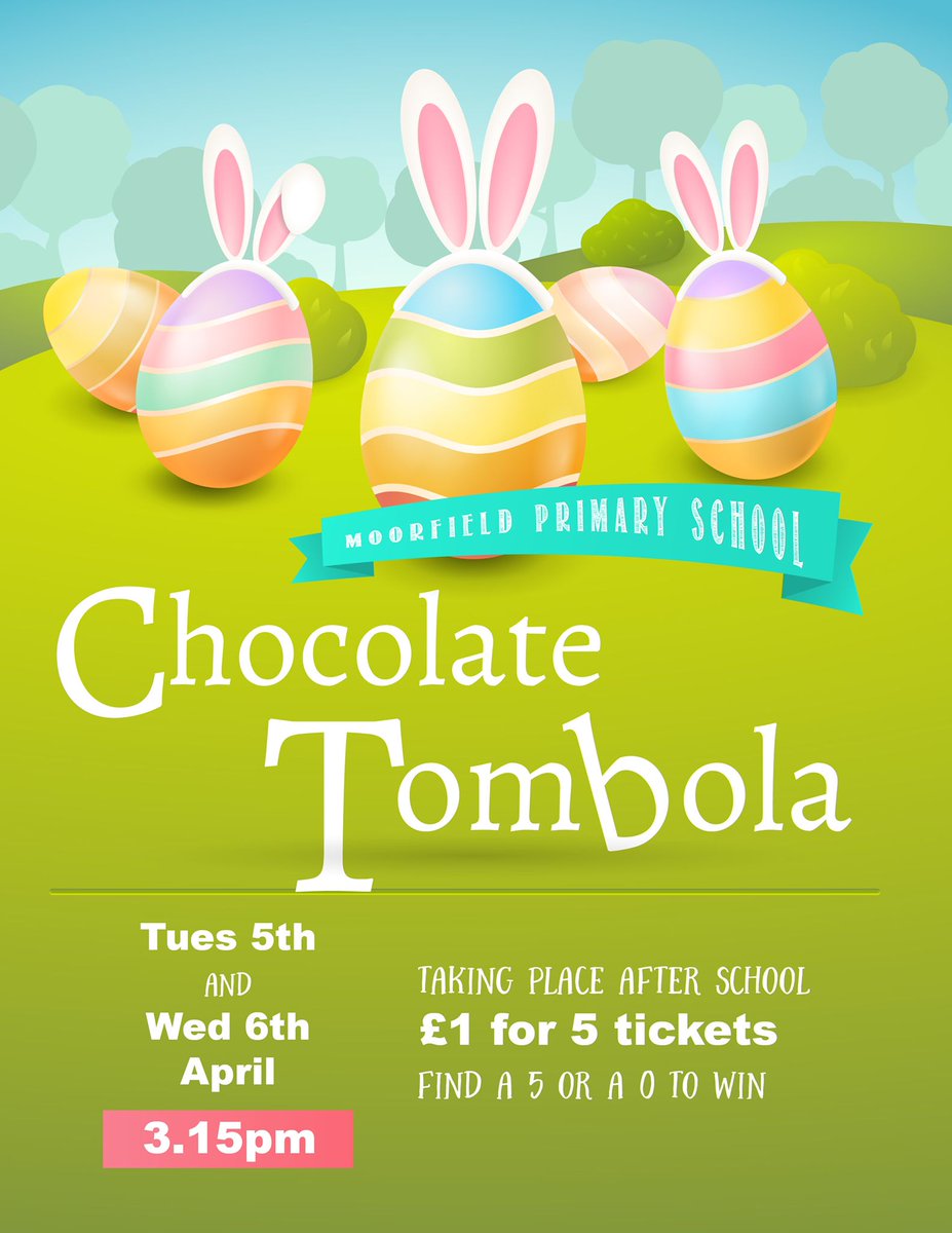 What a fab week in the world of Moorfield pta! Lots being planned. First up… chocolate tombola 🍫🐣