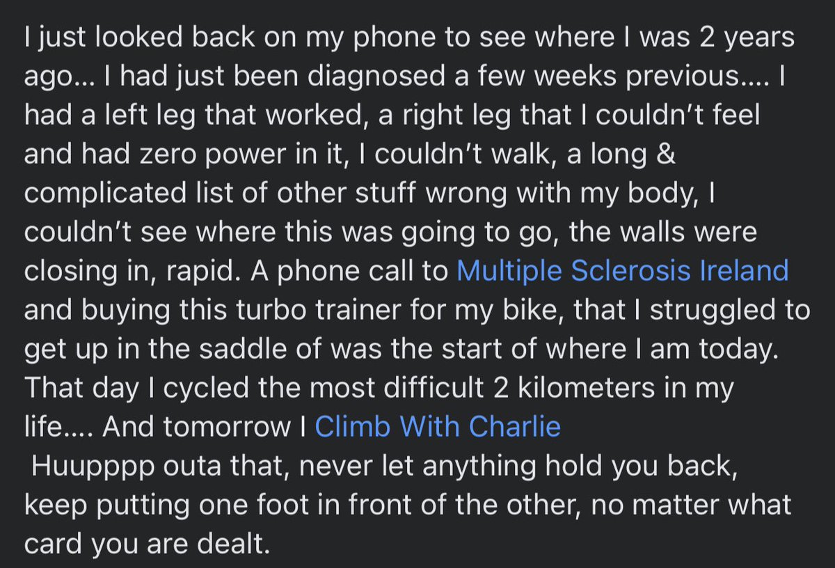 andywalsh_'s tweet photo. I’ve had big days in the past… but …..tomorrow is a BIG DAY! #ClimbwithCharlie #MSIreland #GetActiveForMS #MultipleSclerosis #Tysabri The link for my @MSIRELAND @IMNDA Page for tomorrow is https://t.co/t0JMjRjm9z https://t.co/lz79bTfhOk