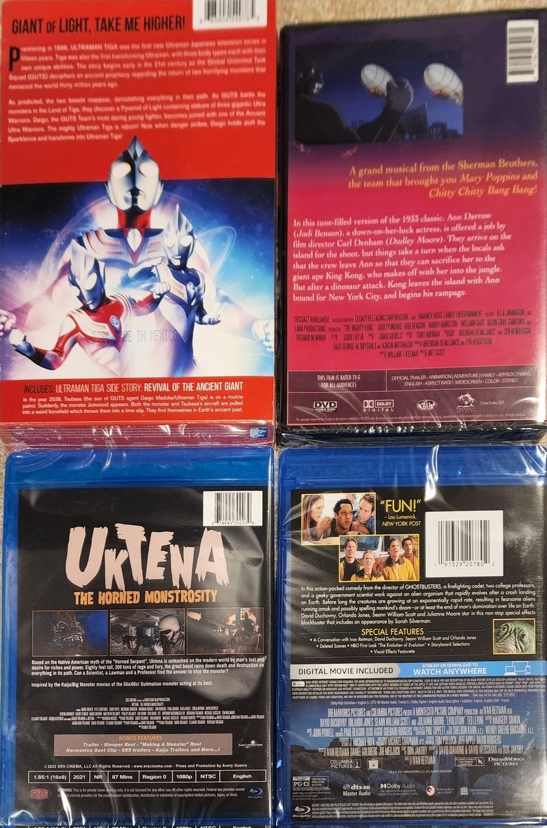GodzillaIsland's tweet photo. Some more fine additions to my collection #Kaiju movies #Ultraman #Kong @SRSCinema Uktena &amp; #EvolutionMovie https://t.co/31E1yPOmxL