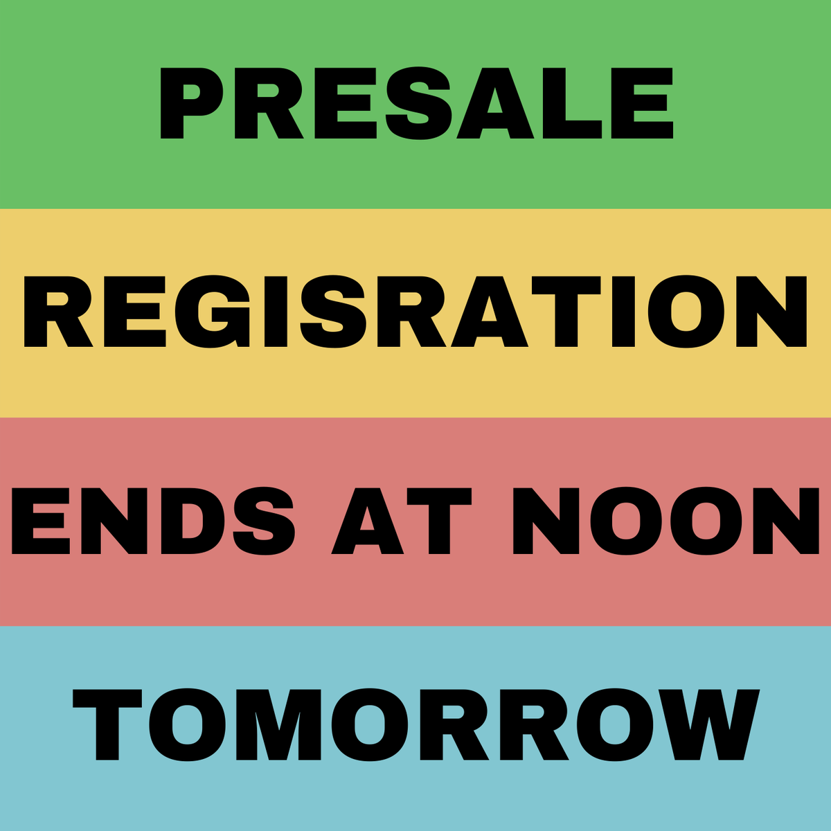 rrrpgh's tweet photo. No joke - our presale registration ends at noon tomorrow! Don't miss you chance to be first in line for presale tickets.

Share, like, follow &amp; love your registration &amp; win points towards rad prizes like VIP passes, free tickets and merchandise!

Register: https://t.co/94dn7h5UzQ https://t.co/kOmrt2Bq6p