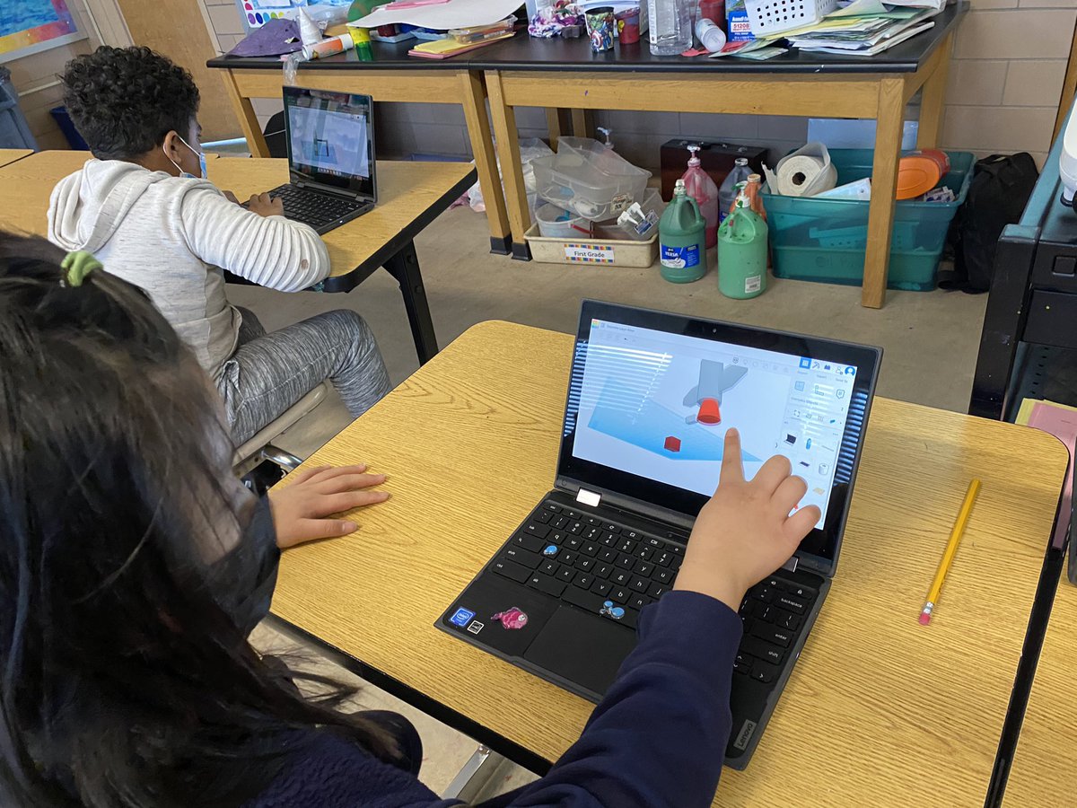 BCPSMIL's tweet photo. 5th graders in Mr. Chewning’s art class created rockets in @tinkercad today. Look how some took it a step farther- adding stars, satellites, launchpad mechanics… so creative! @ArtMchewning @HebbvilleES @MrFilderman @kshenton1 @sfisherBCPS @delmendorf #bcpsmakes https://t.co/IUqnPDQwb7