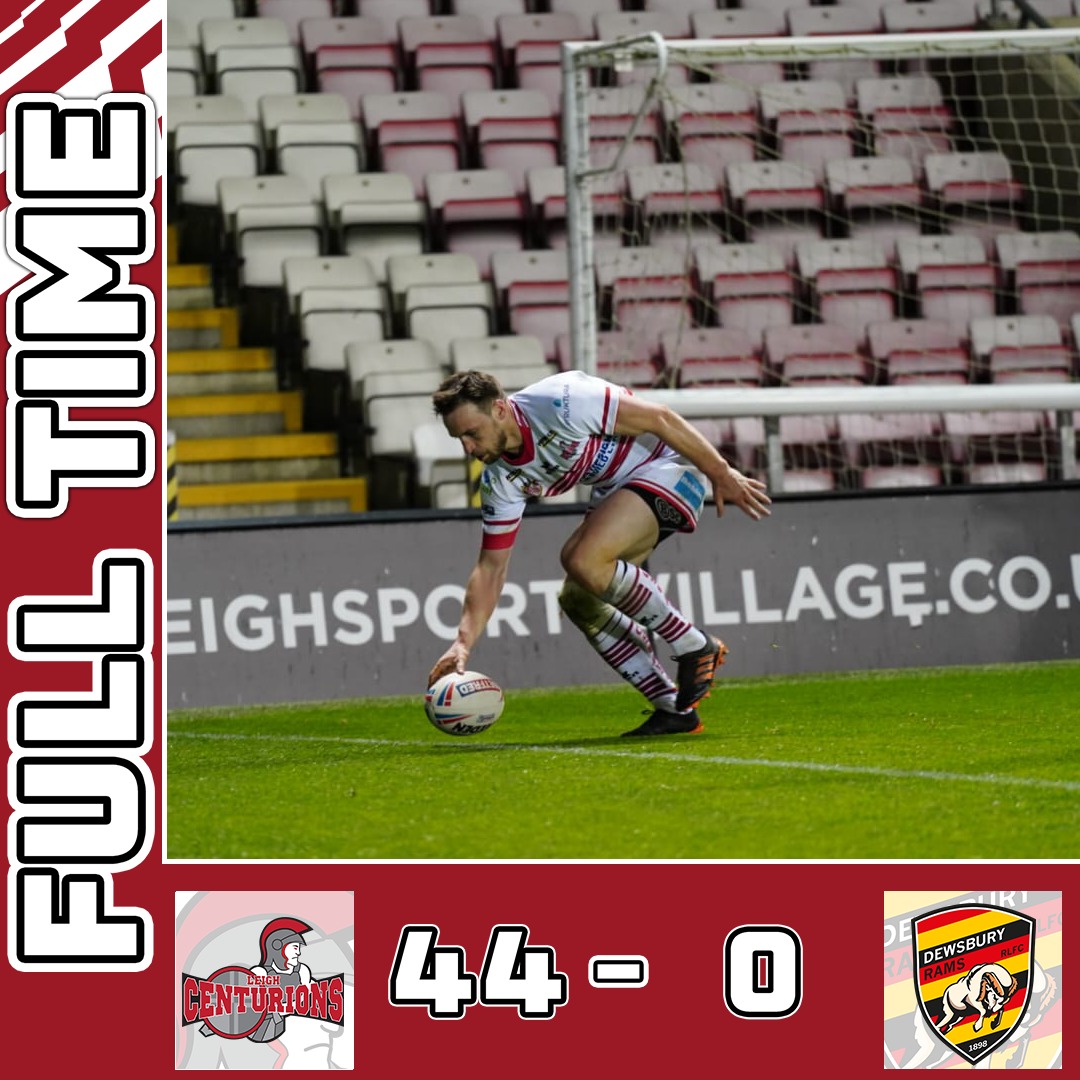 FULL TIME: Leigh Centurions 44-0 Dewsbury Rams

A dominant performance at Leigh Sports Village sees us pick up the two points! 

#Leythers 🔴