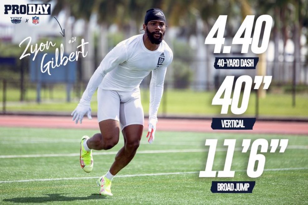 SleeperAth1etes's tweet photo. Amazing @FAUFootball Pro Day by #Owls DB Zyon Gilbert (@ZjG_24) #WakeEmUp 🥱 https://t.co/VNJpm5A1zF