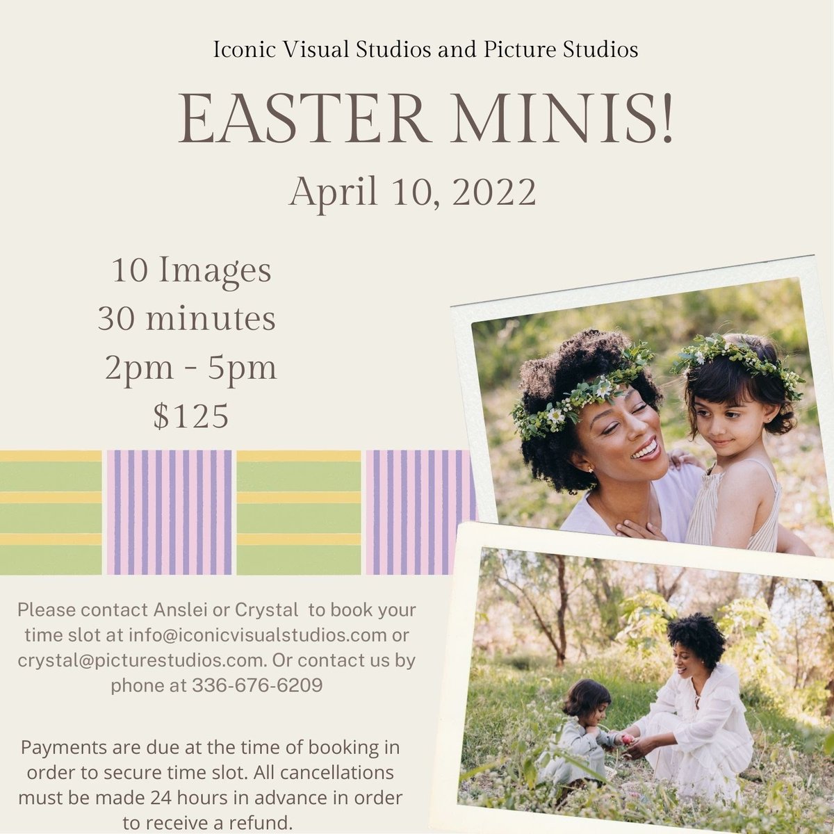 💜Iconic Visual Studios is partnering w/<a href="/RentMyStudio/">PictureStudios</a> to bring in Spring w/some beautiful Easter minis! Photos will be taken in-studio so come dressed in your Sunday best &amp; let’s make some magic! Only 1 outfit change permitted! #spring #springminis #springphotoshoot #rentmystudio