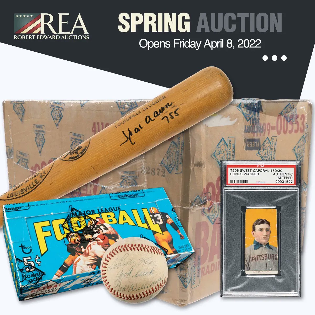 collect_rea's tweet photo. Our Blockbuster Spring Catalog Auction is just one week away. With over 3400 lots spanning 1870 - 2021 there is something for every collector.
@REAOnline #Auction #baseballcards #unopenedpack #rookiecard #basketballcards #sportscards #prewarbaseball #collect #TheHobby https://t.co/nFP5QAhaZa