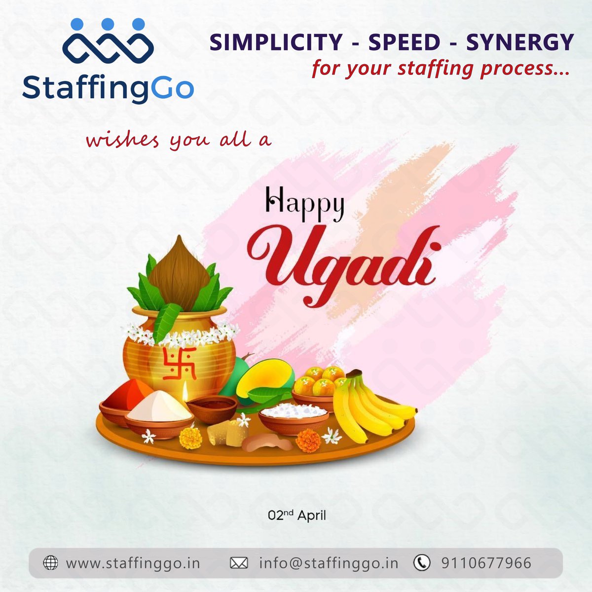 StaffingGo's tweet photo. Wishing you new colours of happiness and brightness in this new year. Sending warm wishes on the auspicious occasion of Ugadi! #ugadi #staffing #HRMS #StaffingGo https://t.co/SEfrNQK3t1