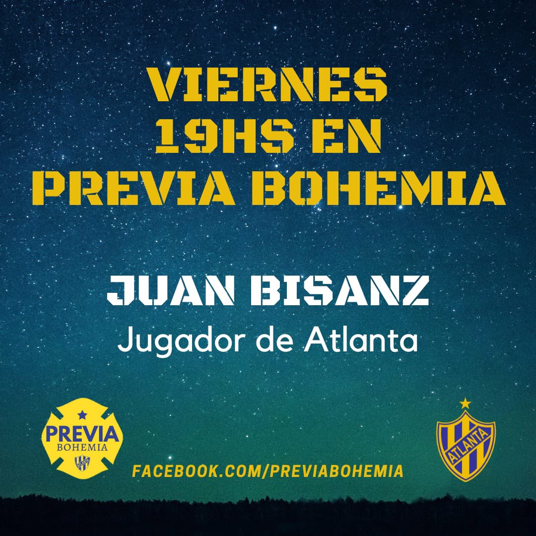PreviaBohemia's tweet photo. Desde las 19hs hacemos Previa Bohemia para todos los hinchas de Atlanta 

👉🇺🇦 https://t.co/7tTV3xAcdM