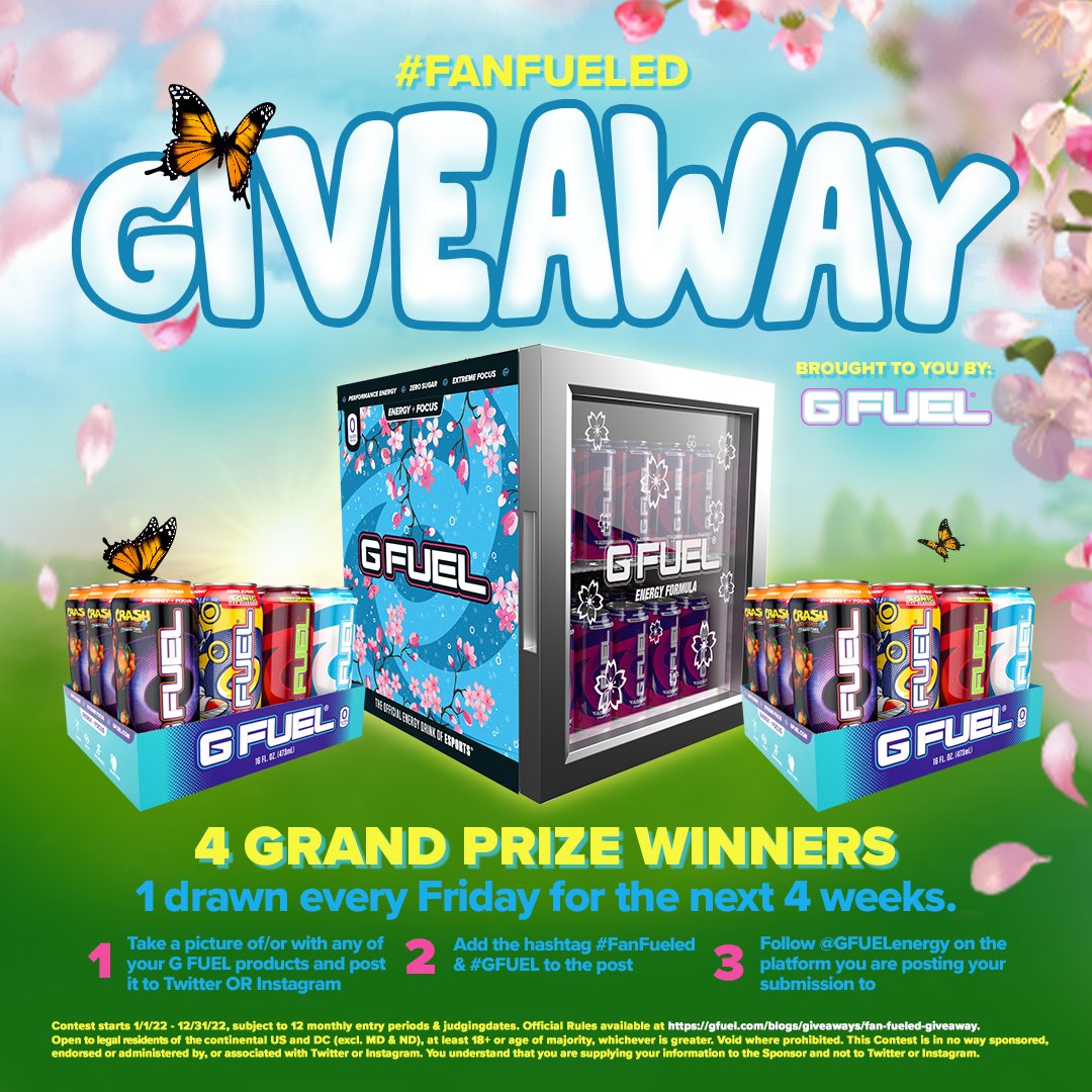 🌸 Our April-edition of #FanFUELED is here, folks!!! And to celebrate, we're GIVING AWAY a fabulously FLORAL #GFUEL MINI FRIDGE every Friday for the next 4 weeks!!!

🔎 Peep the deets on the flyer, follow the rules and good luck!

👉 𝐑𝐔𝐋𝐄𝐒: GFUEL.ly/fanfueled