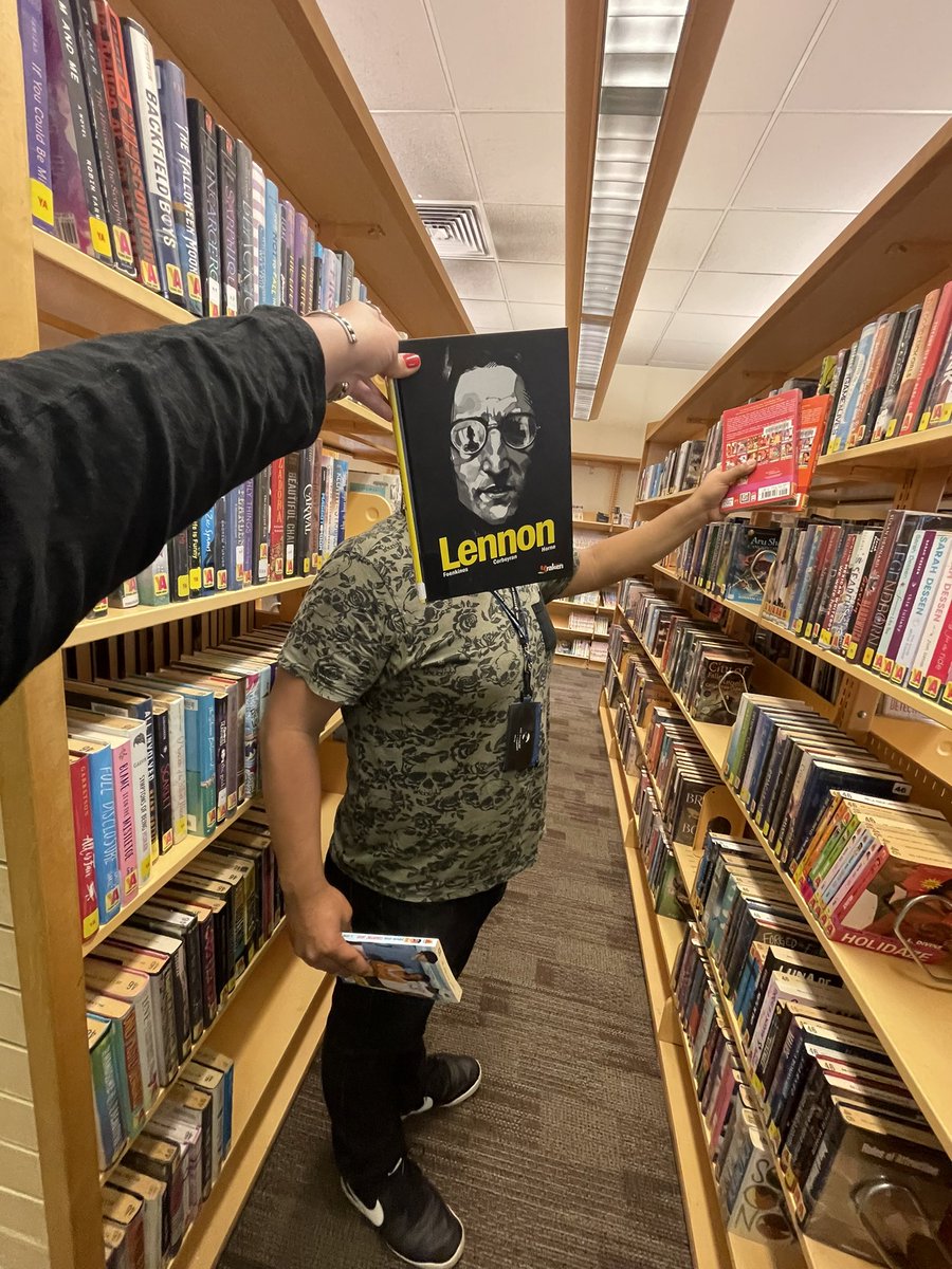 BaldwinHills's tweet image. Introducing our newest staff member to the #BaldwinHillsLibrary…. the one and only #JohnLennon of #TheBeatles! 🎶 

#AprilFools 

#LAPLBookFace #BookFaceFriday #BookFace