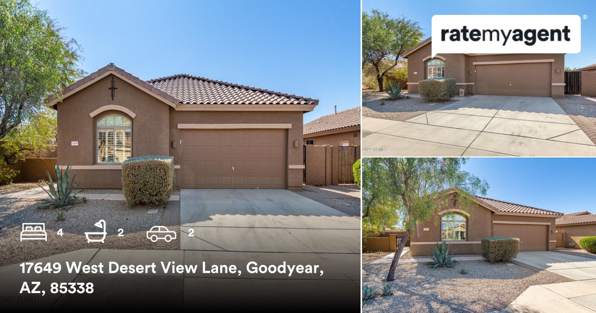 4 🛏 2 🛀 2 🚘 📍 17649 West Desert View Lane, Goodyear, AZ, 85338 My latest sale on #ratemyagent rma.reviews/3EiIK1qJM4Lq