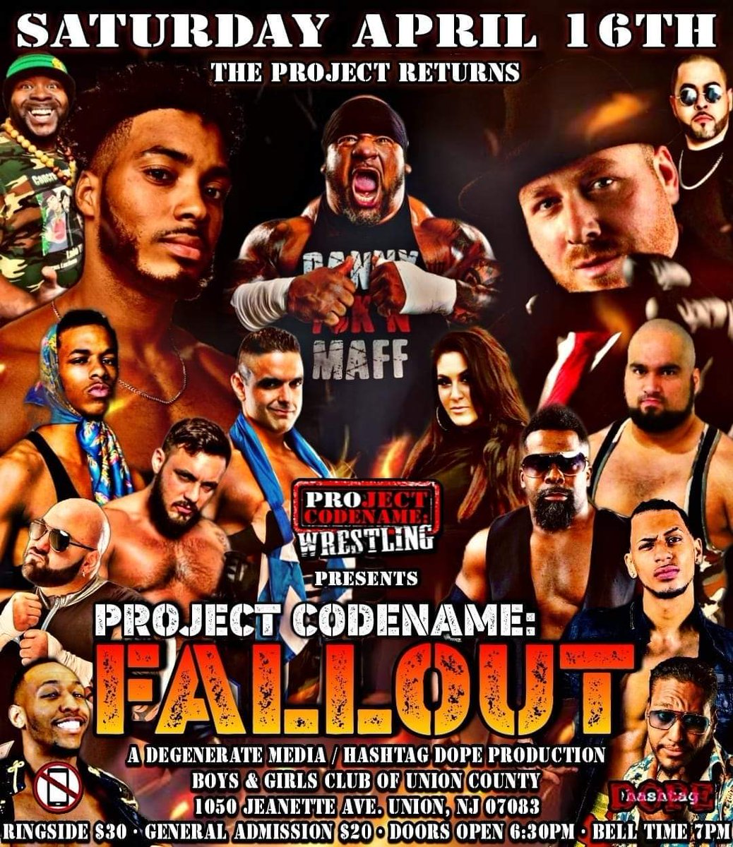 The PROject returns to Union, NJ on April 16!!!

 #prowrestling #wrestling #theproject #kids #familyfriendlyfun #boysandgirlsclub #newjersey #datenight #unionnj #uniontownship #sportsentertainment #wwe #ecw #aew #entertainment #WrestleMania #WrestleMania38 #SmackDown #AEWRampage