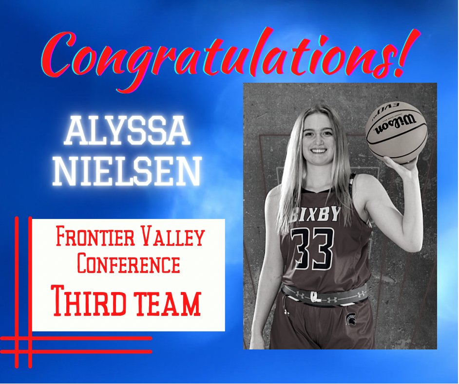 BixbyBasketball's tweet photo. Congrats to @AlyssaN2023 for being named to the Frontier Valley Conference Third Team!

@HomeofSpartans @BasketballBixby #bixbyspartans #bixbybasketball https://t.co/qJpSyANyj1