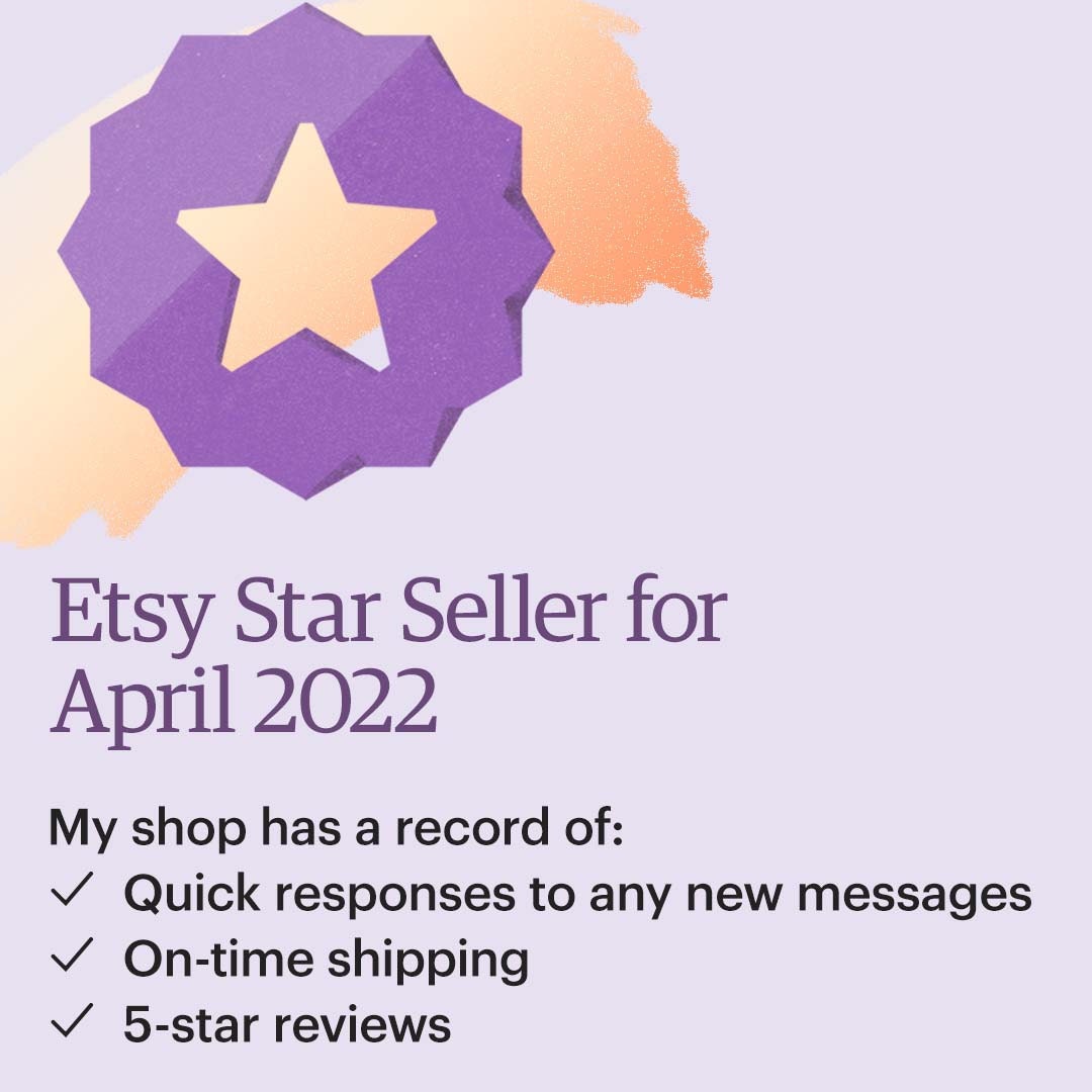 I’m a Star Seller on Etsy this month! That means you can purchase from my Etsy shop knowing I have a record of providing an excellent customer experience. etsy.me/3qXUXDI #EtsyStarSeller